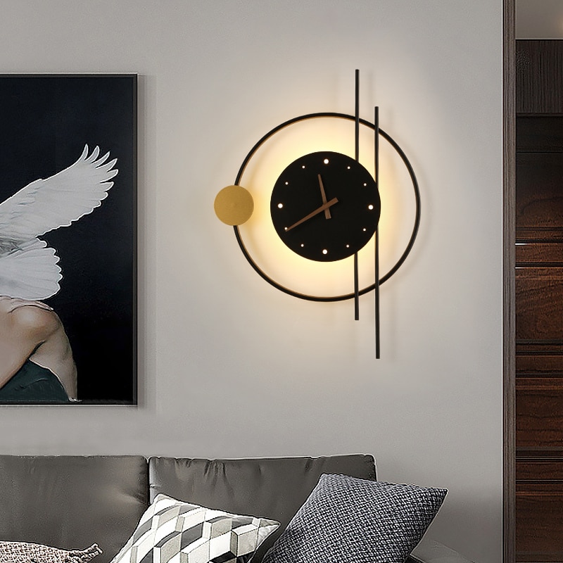 Hot-sale-Nordic-LED-Wall-Lamps-Art-Clock-Design-Wall-Sconce-Creative-Aisle-Bedroom-Living-Room